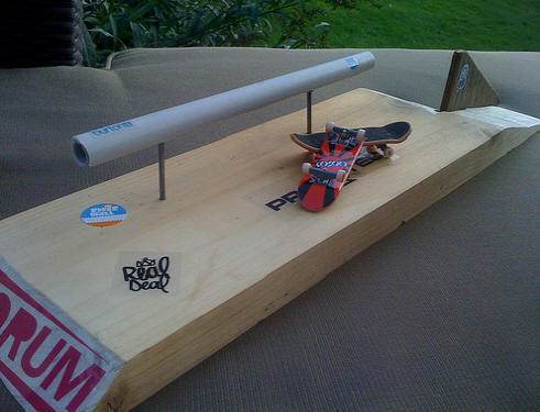 Homade or Home Made Tech Deck Grinding Rail with Wood Base